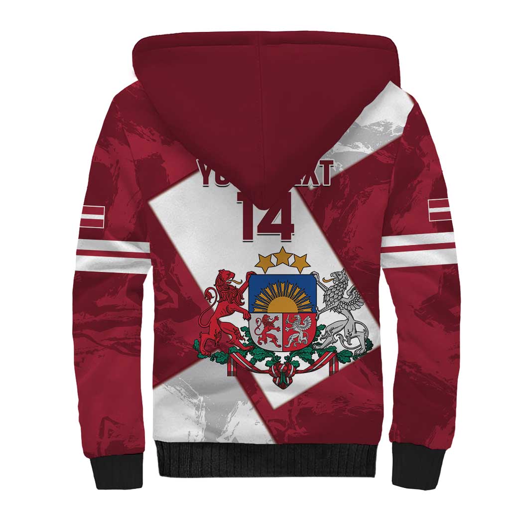 Latvia Hockey Custom Sherpa Hoodie Hedgehog Par Latviju!
