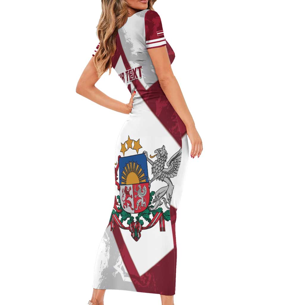 Latvia Hockey Custom Short Sleeve Bodycon Dress Hedgehog Par Latviju!