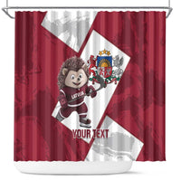 Latvia Hockey Custom Shower Curtain Hedgehog Par Latviju!