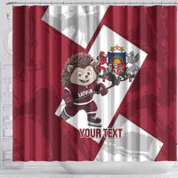 Latvia Hockey Custom Shower Curtain Hedgehog Par Latviju!