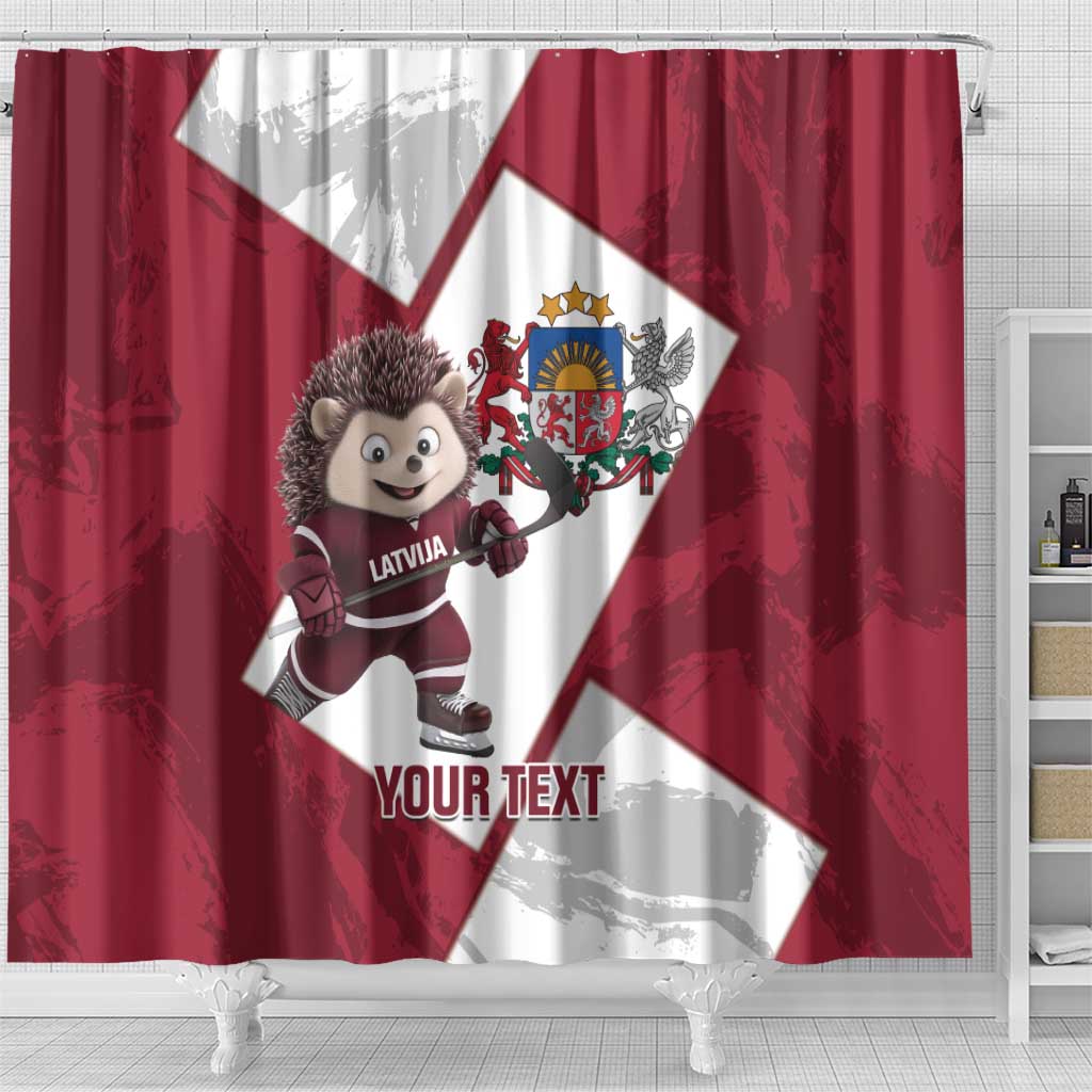 Latvia Hockey Custom Shower Curtain Hedgehog Par Latviju!