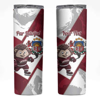 Latvia Hockey Custom Skinny Tumbler Hedgehog Par Latviju!