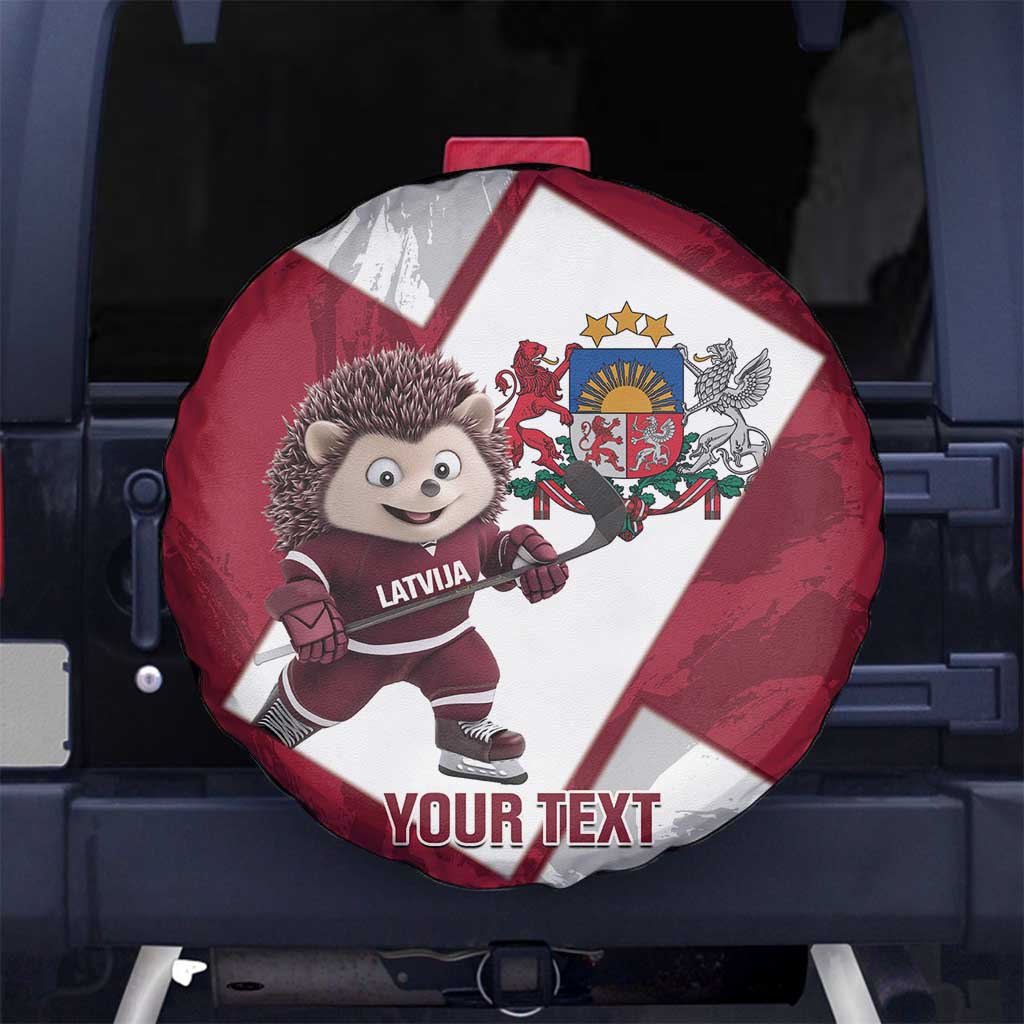 Latvia Hockey Custom Spare Tire Cover Hedgehog Par Latviju!