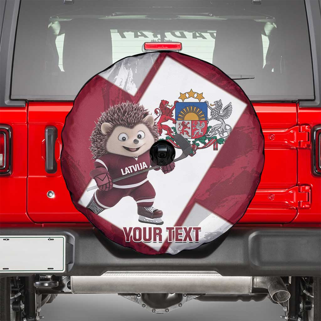 Latvia Hockey Custom Spare Tire Cover Hedgehog Par Latviju!