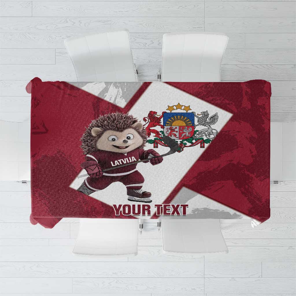 Latvia Hockey Custom Tablecloth Hedgehog Par Latviju!