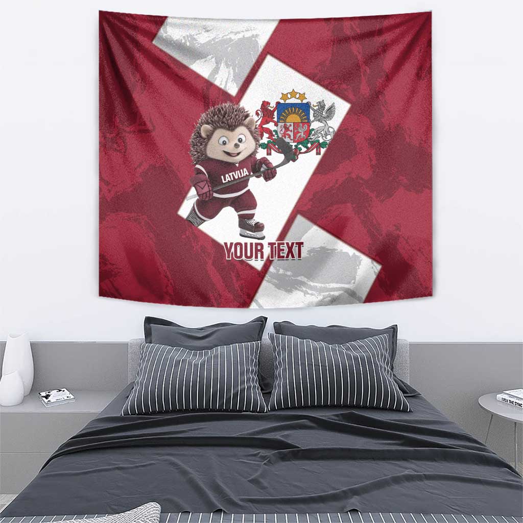 Latvia Hockey Custom Tapestry Hedgehog Par Latviju!
