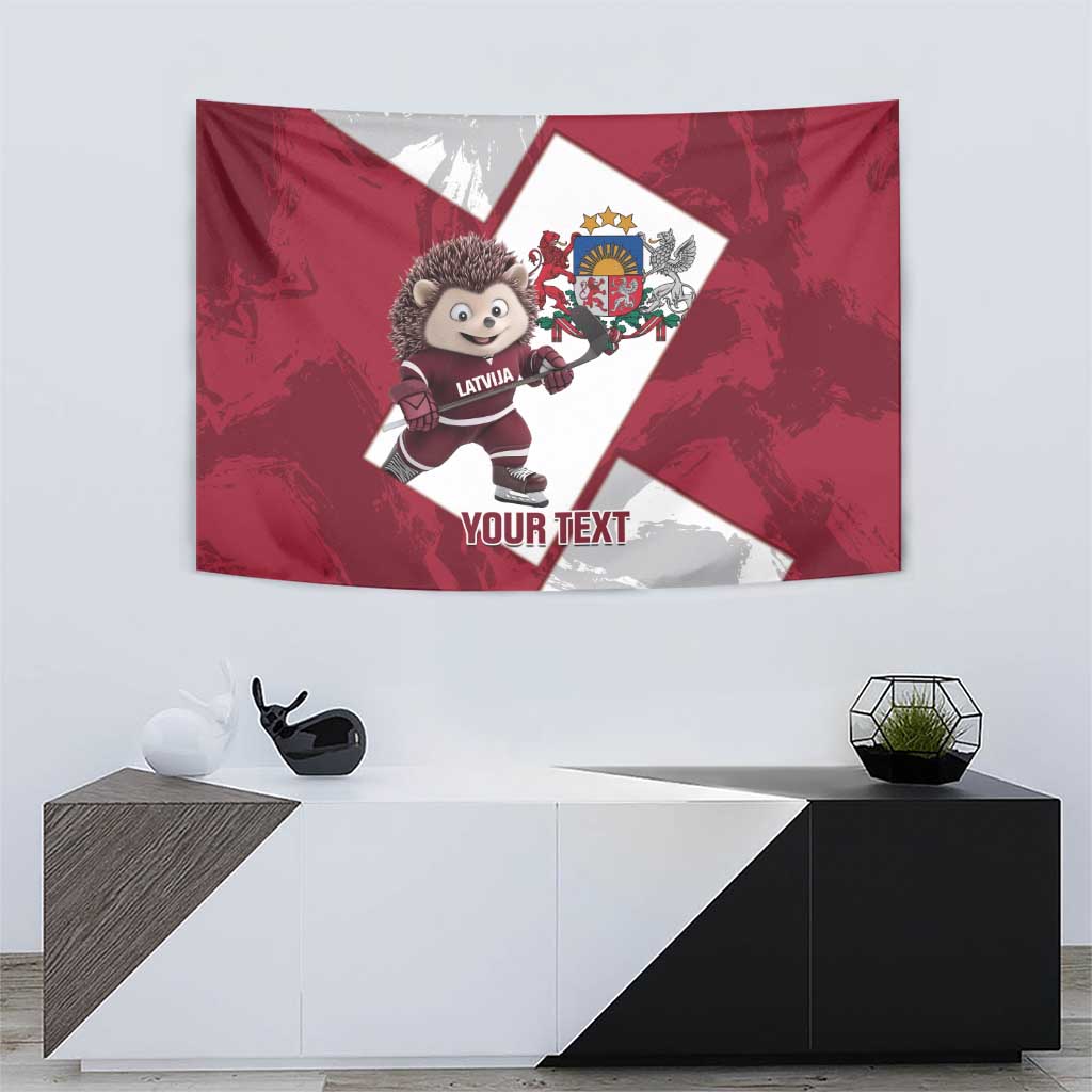 Latvia Hockey Custom Tapestry Hedgehog Par Latviju!