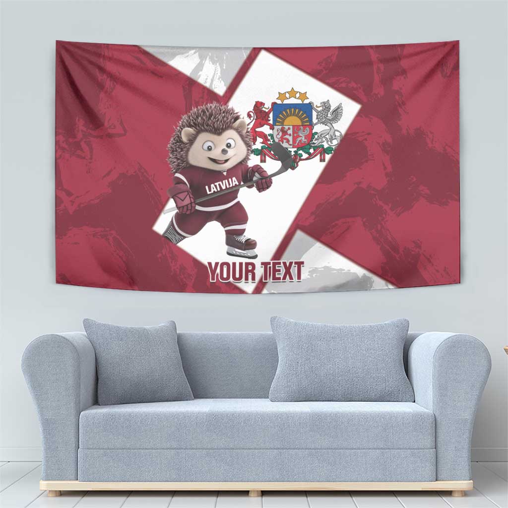 Latvia Hockey Custom Tapestry Hedgehog Par Latviju!