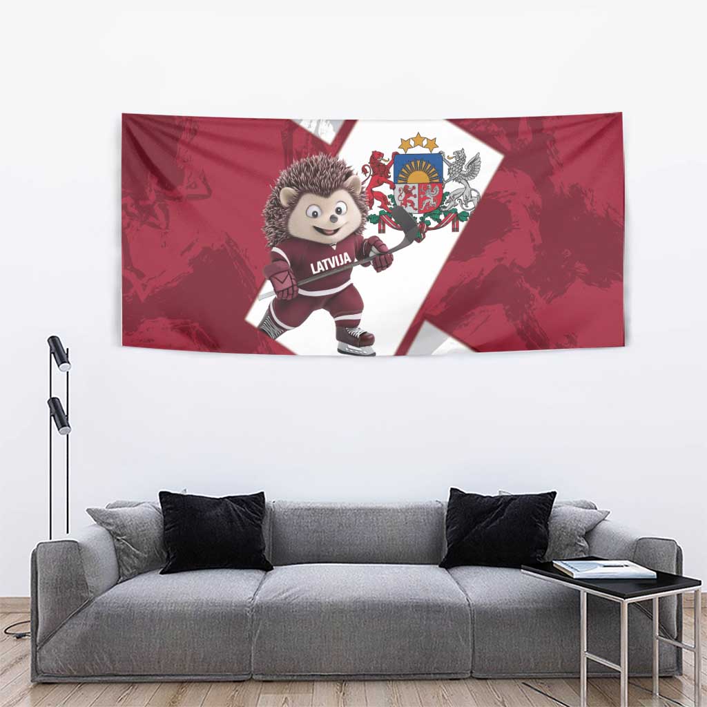 Latvia Hockey Custom Tapestry Hedgehog Par Latviju!
