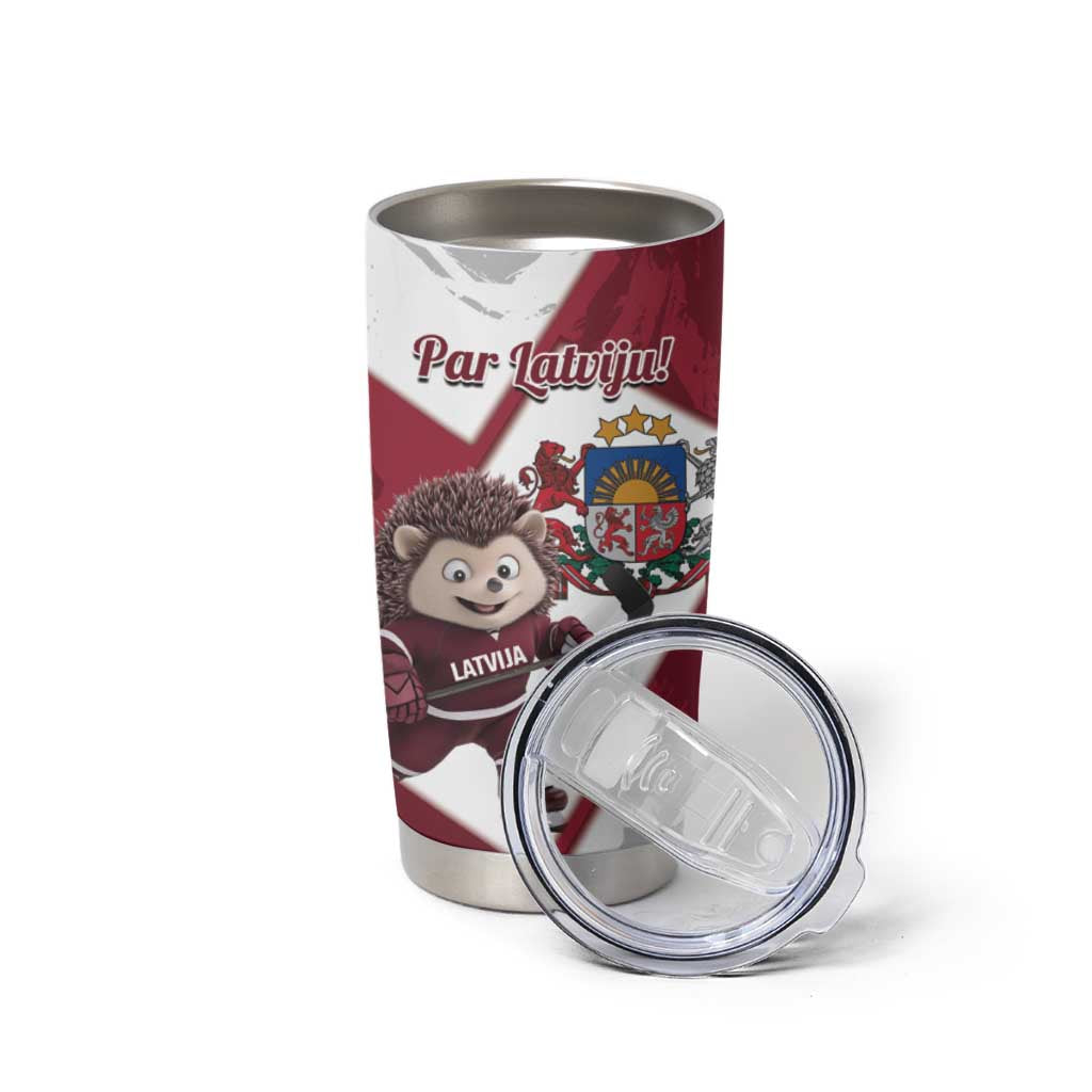 Latvia Hockey Custom Tumbler Cup Hedgehog Par Latviju!