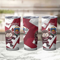 Latvia Hockey Custom Tumbler Cup Hedgehog Par Latviju!