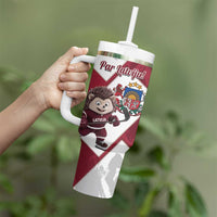 Latvia Hockey Custom Tumbler With Handle Hedgehog Par Latviju!