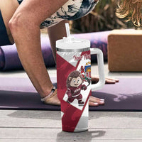 Latvia Hockey Custom Tumbler With Handle Hedgehog Par Latviju!