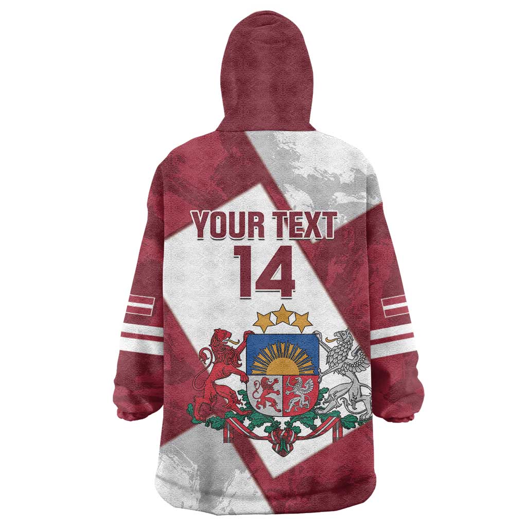 Latvia Hockey Custom Wearable Blanket Hoodie Hedgehog Par Latviju!