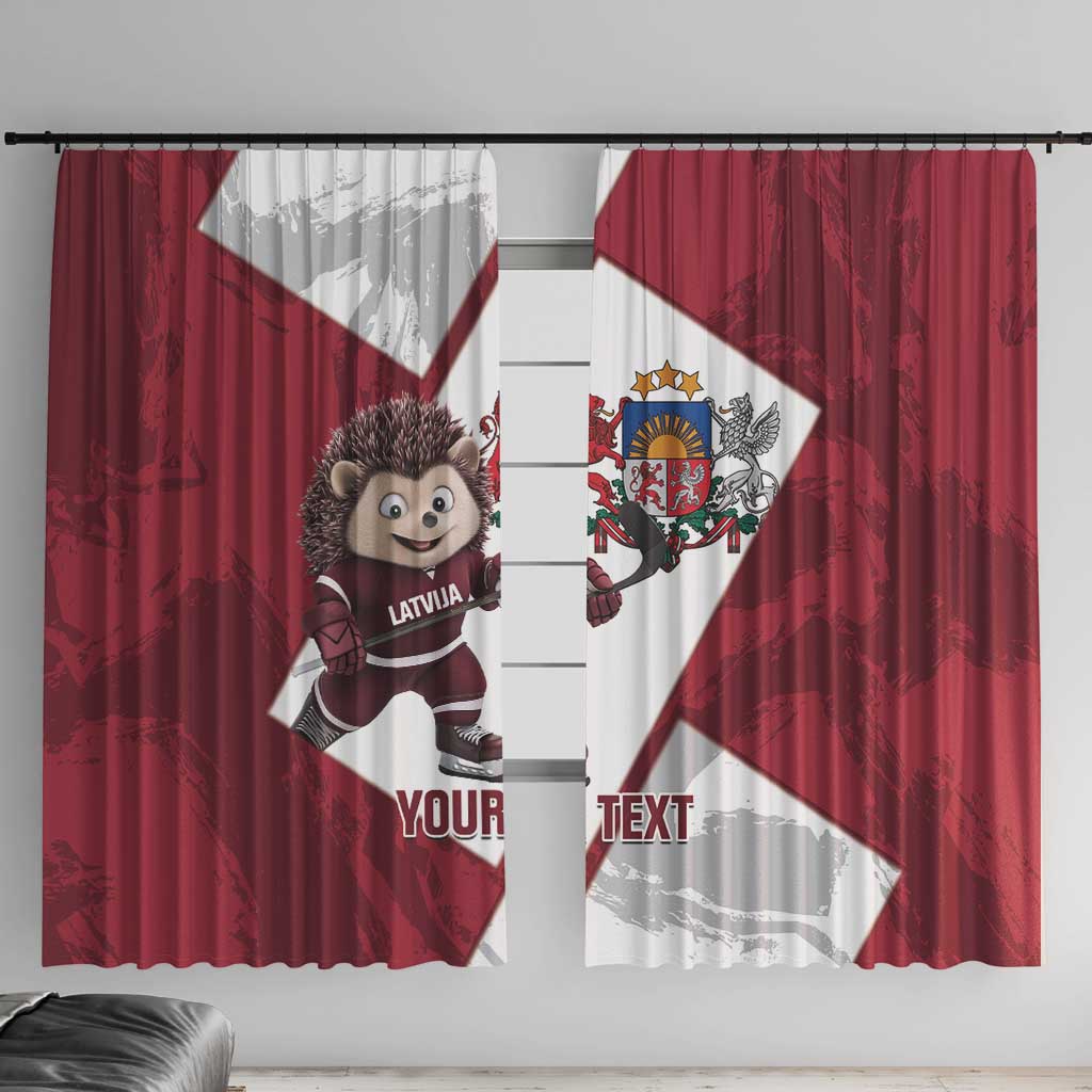Latvia Hockey Custom Window Curtain Hedgehog Par Latviju!
