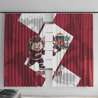 Latvia Hockey Custom Window Curtain Hedgehog Par Latviju!