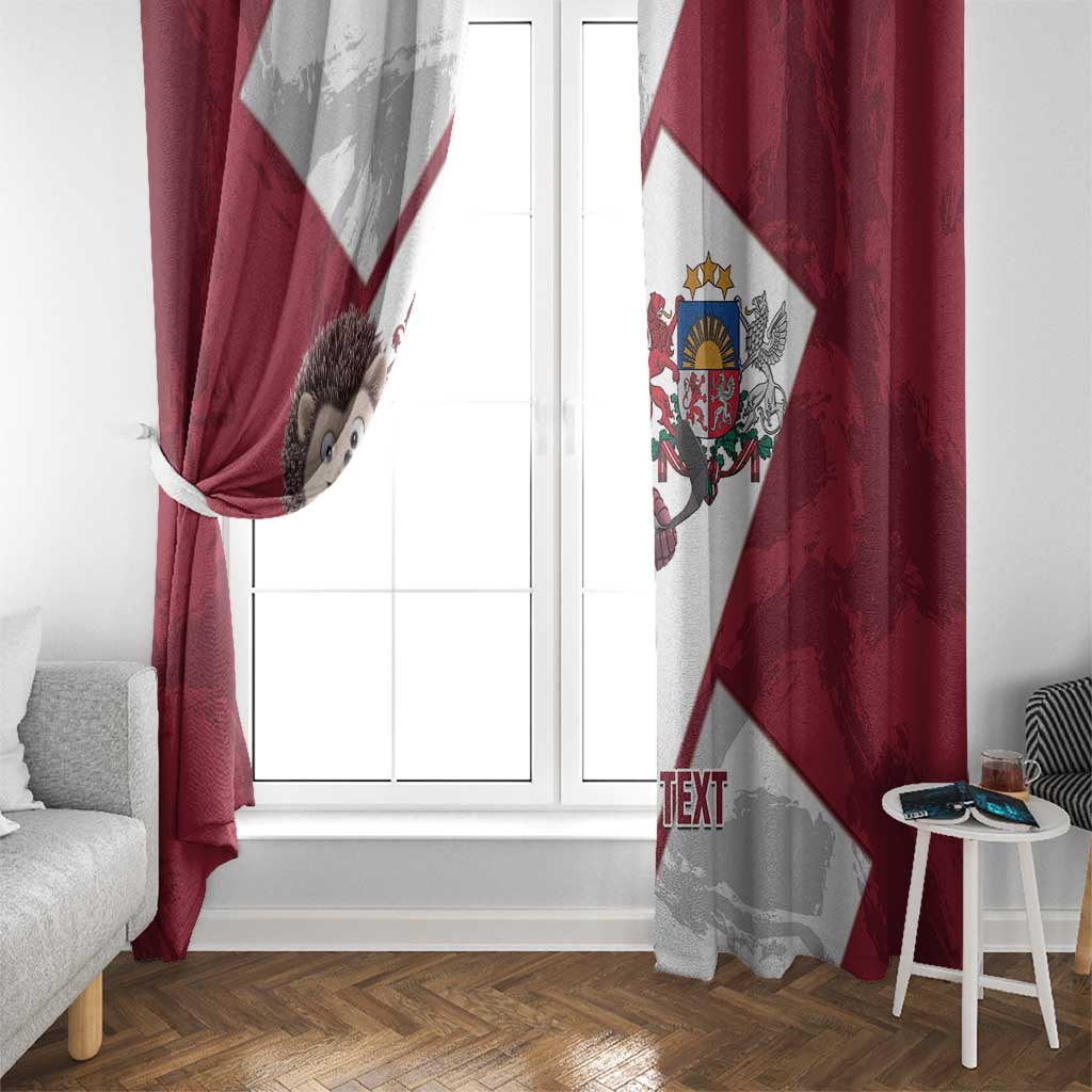 Latvia Hockey Custom Window Curtain Hedgehog Par Latviju!