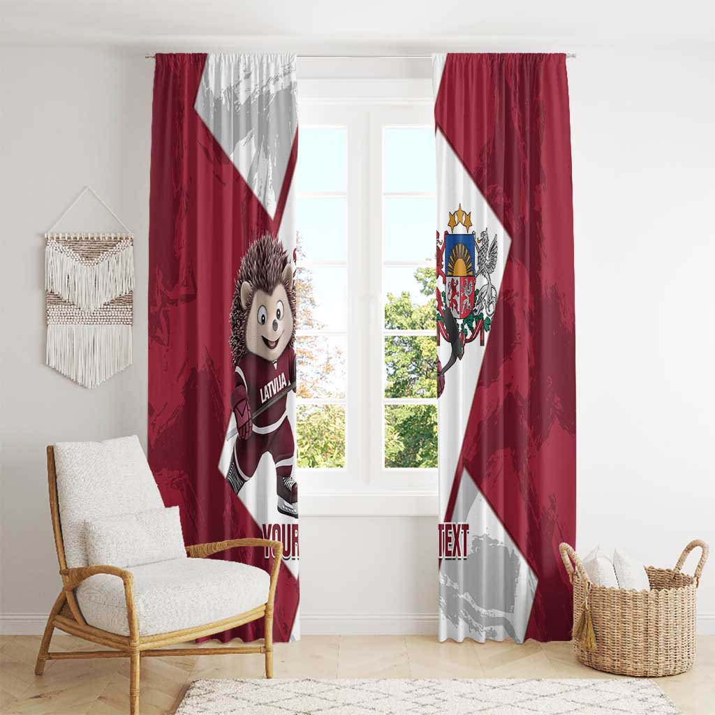 Latvia Hockey Custom Window Curtain Hedgehog Par Latviju!