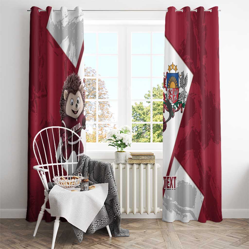 Latvia Hockey Custom Window Curtain Hedgehog Par Latviju!