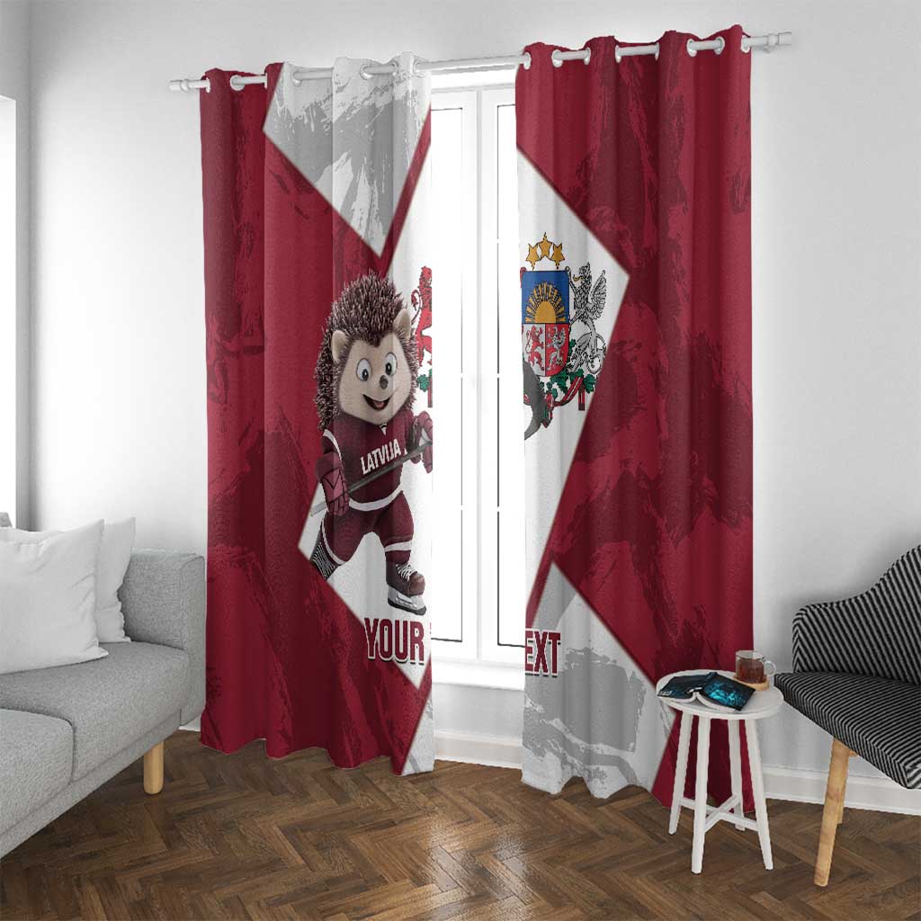 Latvia Hockey Custom Window Curtain Hedgehog Par Latviju!