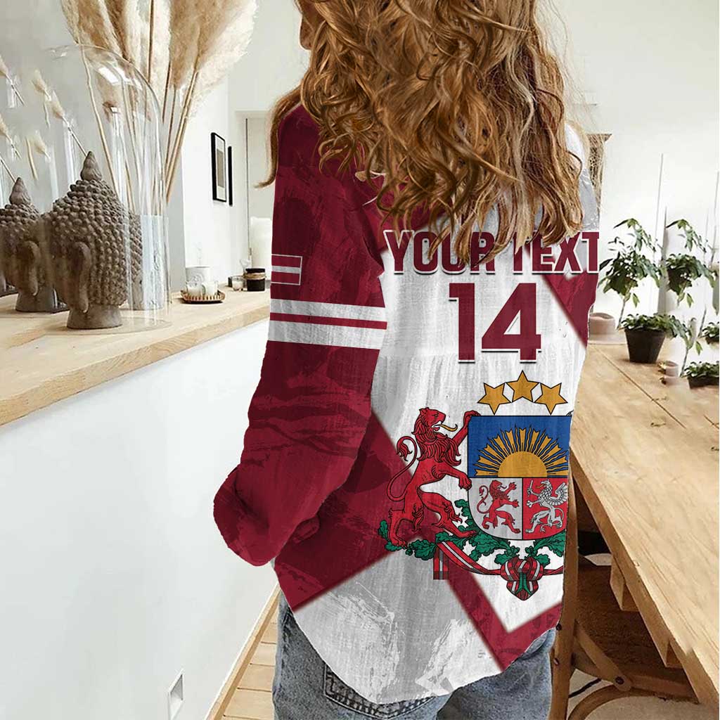 Latvia Hockey Custom Women Casual Shirt Hedgehog Par Latviju!