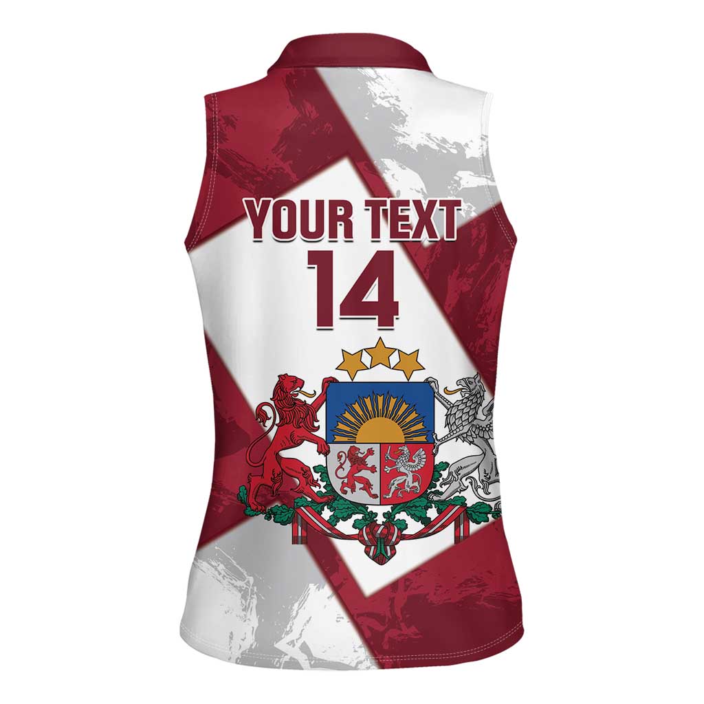 Latvia Hockey Custom Women Sleeveless Polo Shirt Hedgehog Par Latviju!