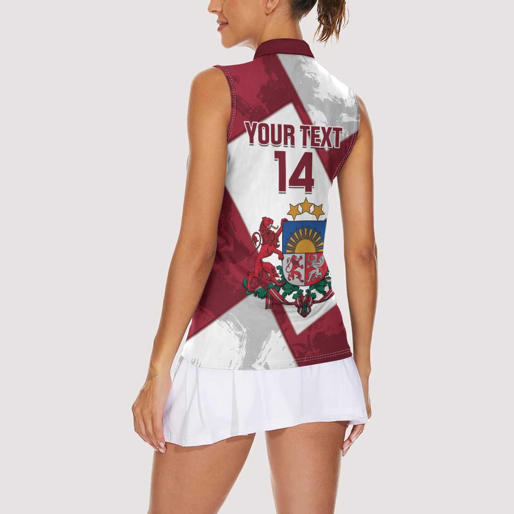 Latvia Hockey Custom Women Sleeveless Polo Shirt Hedgehog Par Latviju!