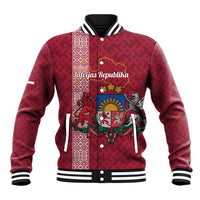 Personalised Latvia Baseball Jacket Latvijas Republika Folk Pattern