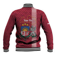 Personalised Latvia Baseball Jacket Latvijas Republika Folk Pattern
