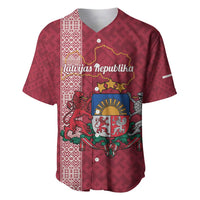 Personalised Latvia Baseball Jersey Latvijas Republika Folk Pattern