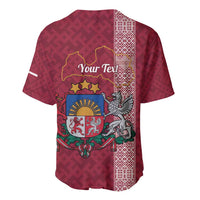 Personalised Latvia Baseball Jersey Latvijas Republika Folk Pattern