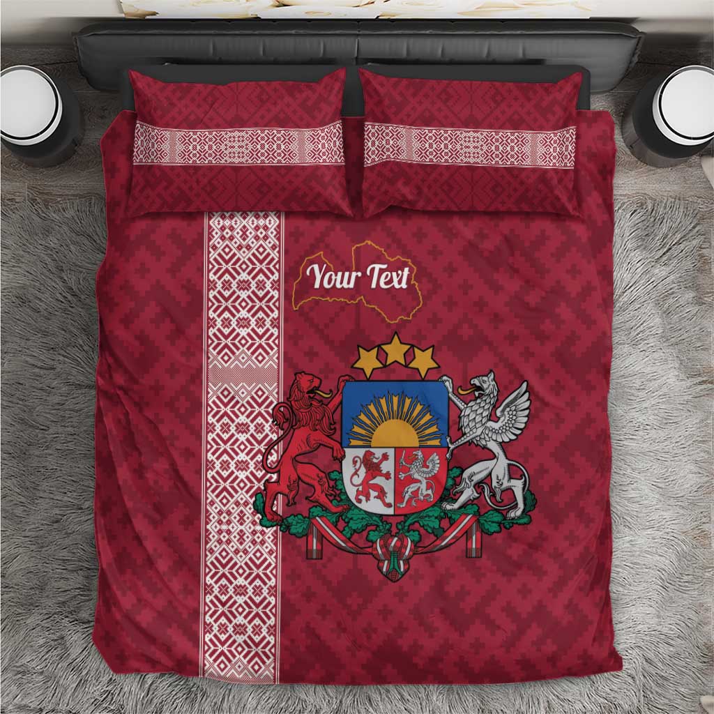 Personalised Latvia Bedding Set Latvijas Republika Folk Pattern