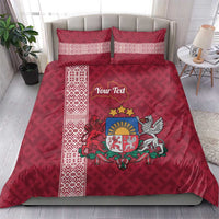 Personalised Latvia Bedding Set Latvijas Republika Folk Pattern
