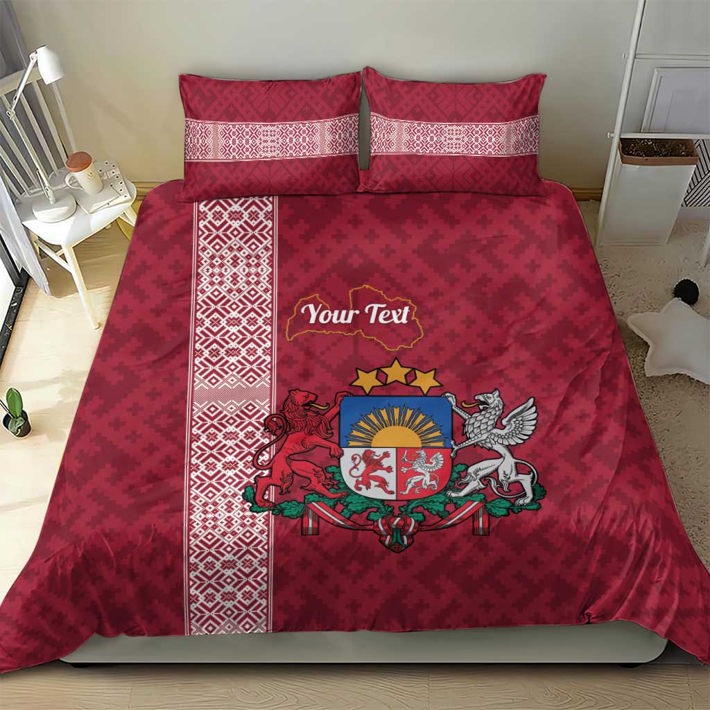 Personalised Latvia Bedding Set Latvijas Republika Folk Pattern
