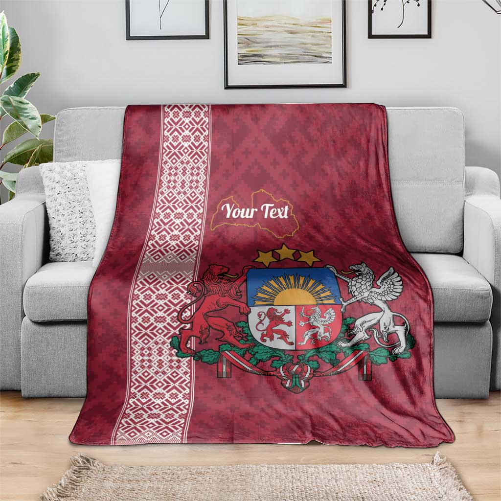 Personalised Latvia Blanket Latvijas Republika Folk Pattern