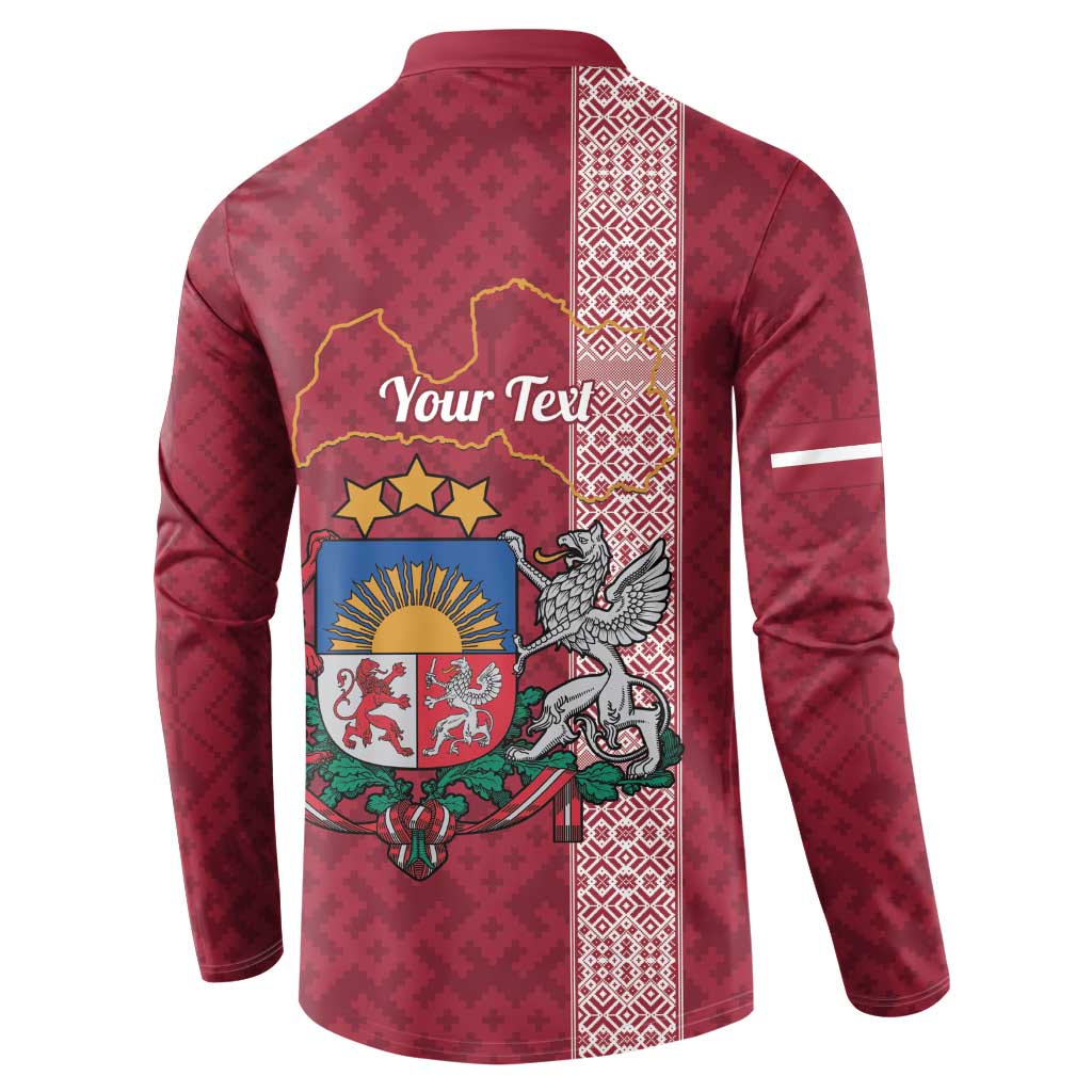 Personalised Latvia Button Sweatshirt Latvijas Republika Folk Pattern