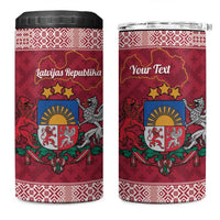 Personalised Latvia 4 in 1 Can Cooler Tumbler Latvijas Republika Folk Pattern