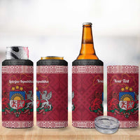 Personalised Latvia 4 in 1 Can Cooler Tumbler Latvijas Republika Folk Pattern