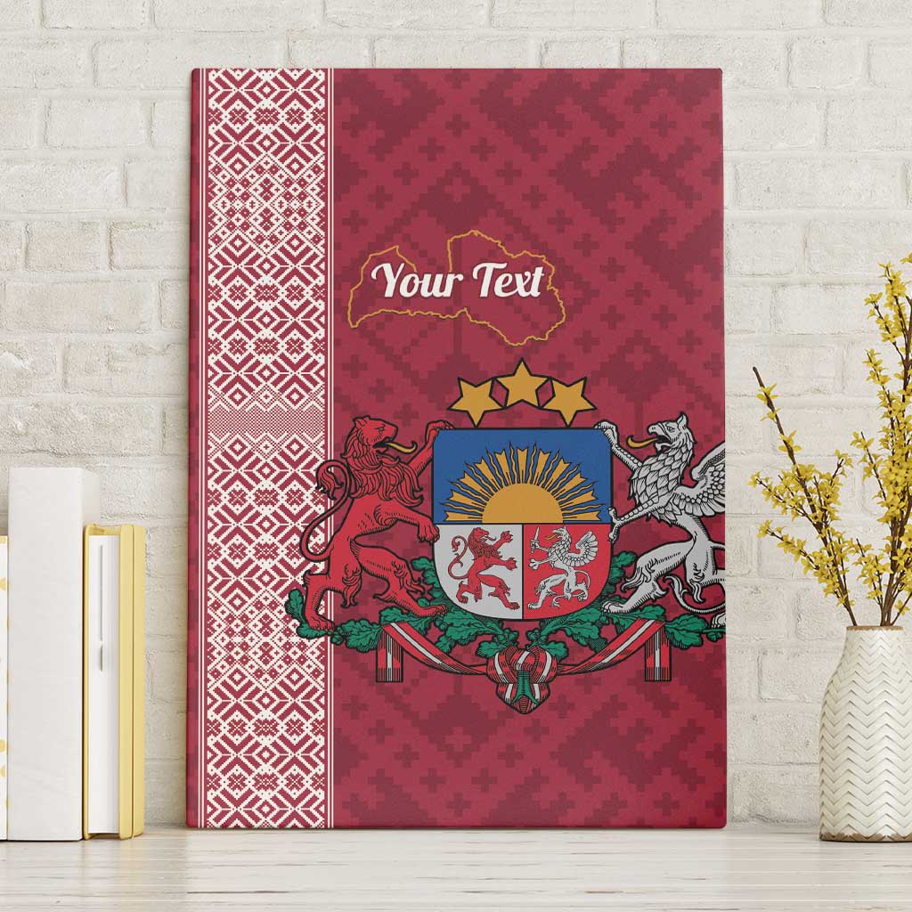 Personalised Latvia Canvas Wall Art Latvijas Republika Folk Pattern