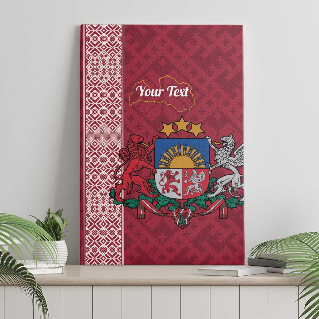 Personalised Latvia Canvas Wall Art Latvijas Republika Folk Pattern