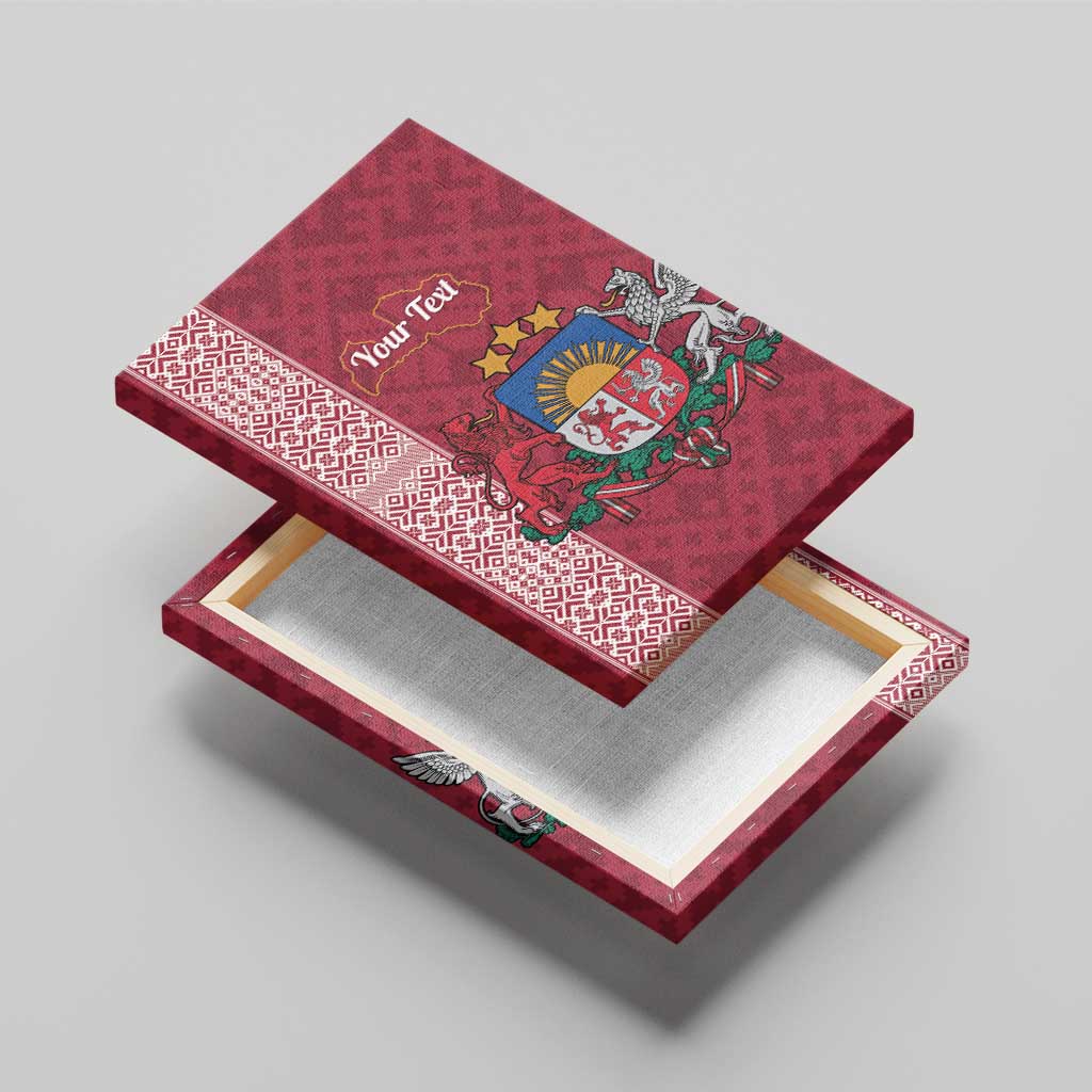 Personalised Latvia Canvas Wall Art Latvijas Republika Folk Pattern