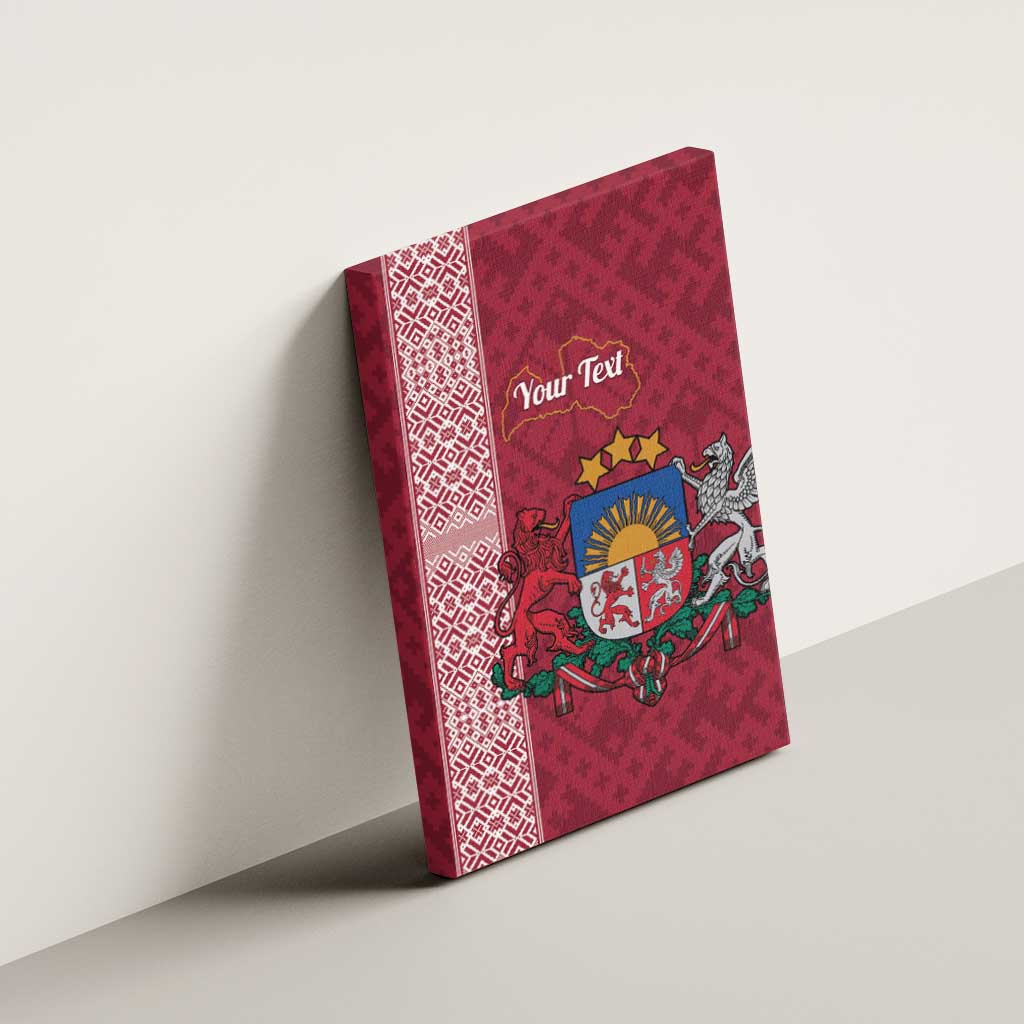 Personalised Latvia Canvas Wall Art Latvijas Republika Folk Pattern