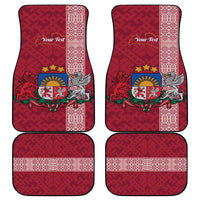 Personalised Latvia Car Mats Latvijas Republika Folk Pattern