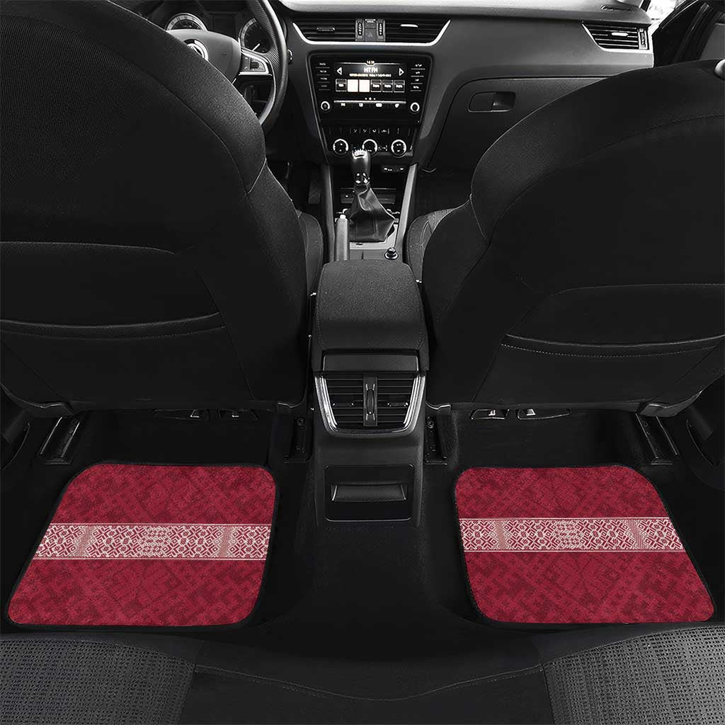 Personalised Latvia Car Mats Latvijas Republika Folk Pattern