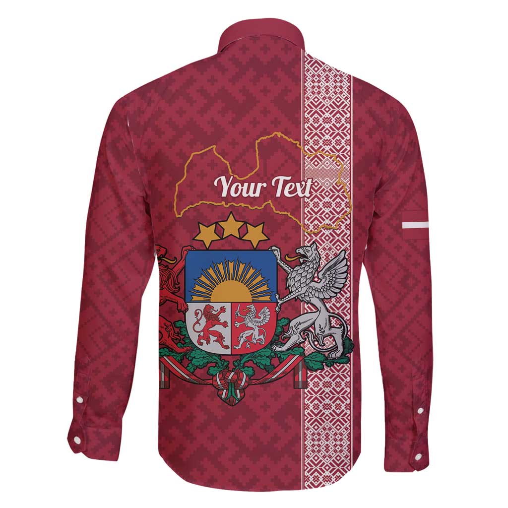 Personalised Latvia Family Matching Long Sleeve Bodycon Dress and Hawaiian Shirt Latvijas Republika Folk Pattern