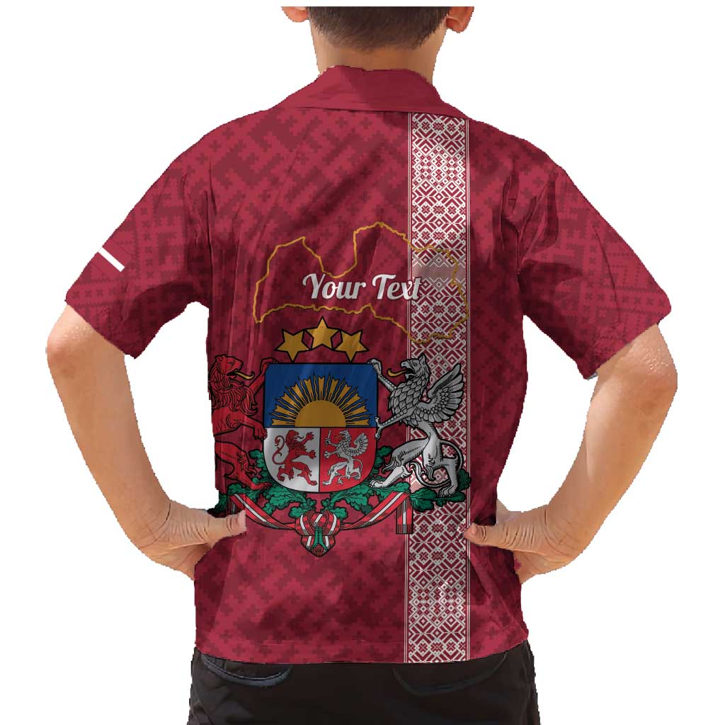 Personalised Latvia Family Matching Mermaid Dress and Hawaiian Shirt Latvijas Republika Folk Pattern