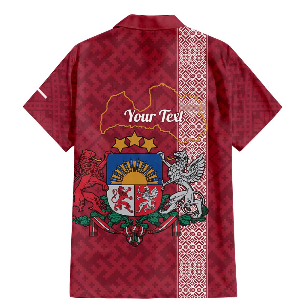 Personalised Latvia Family Matching Mermaid Dress and Hawaiian Shirt Latvijas Republika Folk Pattern