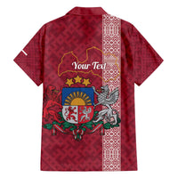 Personalised Latvia Family Matching Off The Shoulder Long Sleeve Dress and Hawaiian Shirt Latvijas Republika Folk Pattern