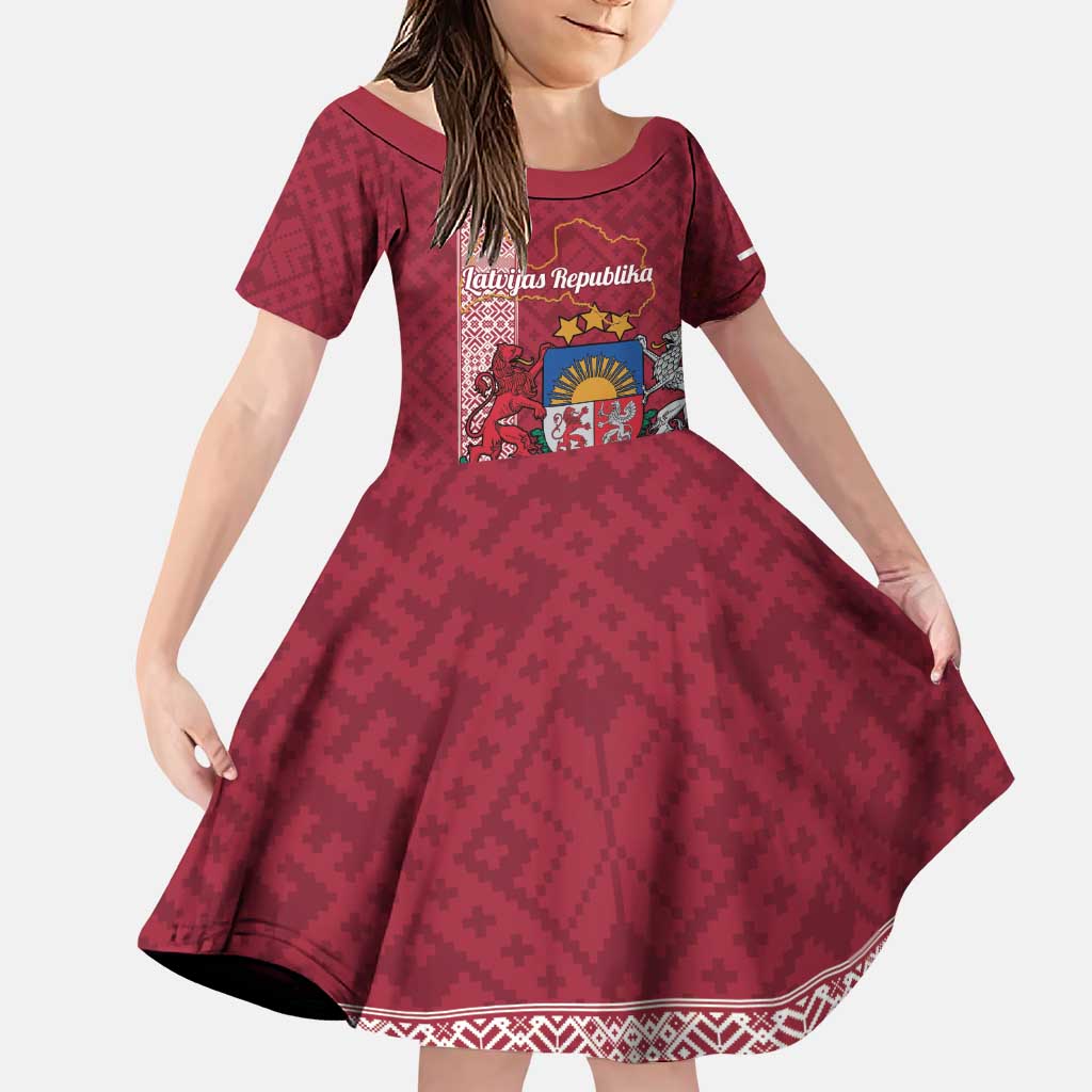 Personalised Latvia Family Matching Puletasi and Hawaiian Shirt Latvijas Republika Folk Pattern