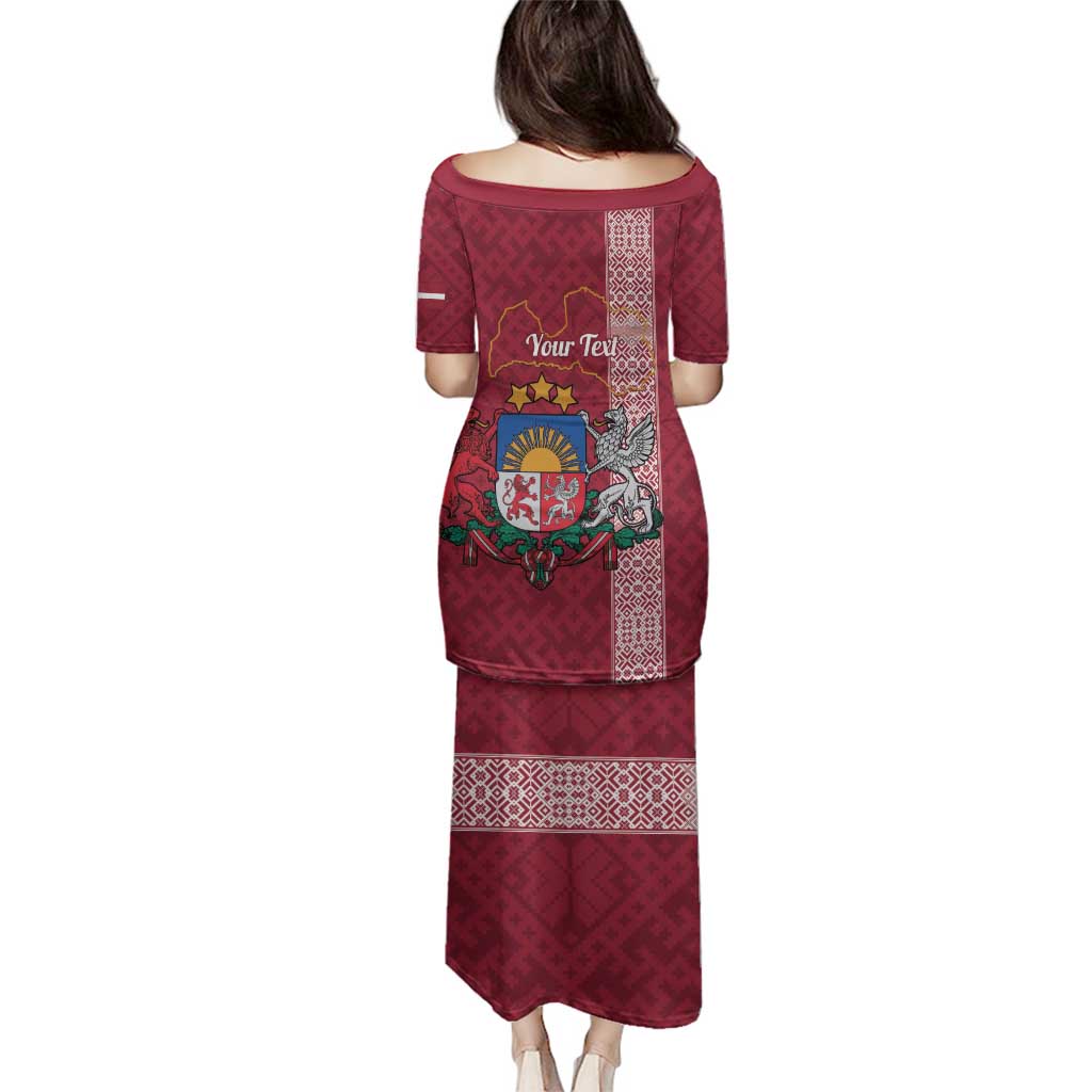 Personalised Latvia Family Matching Puletasi and Hawaiian Shirt Latvijas Republika Folk Pattern